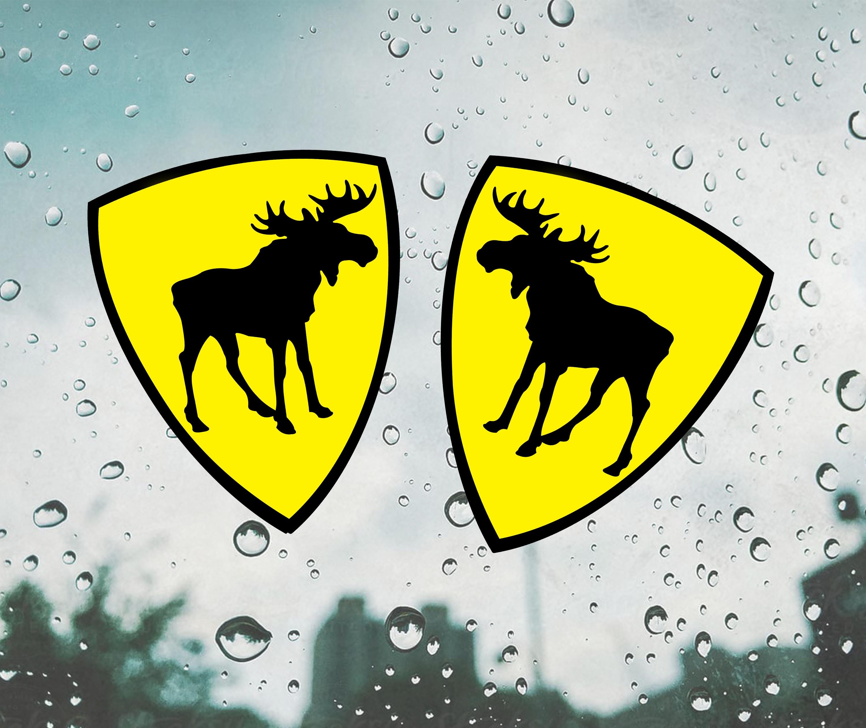 Car sticker prancing  moose / car decal / animal / vinyl sticker 2pcs. / black and yellow