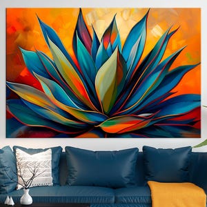 Blue Agave Canvas Print: Southwestern Succulent Wall Art