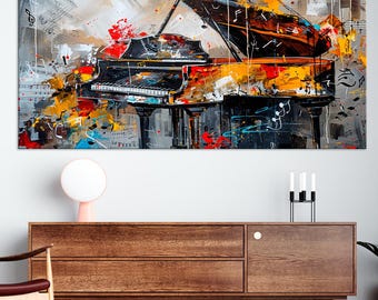 Abstract Grand Piano Canvas Print: Modern Music Room Wall Art