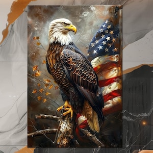 Bald Eagle canvas wall art prints American eagle art American flag Eagle painting Patriotic canvas Independence day Man cave decor