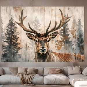 Deer Portrait Canvas Print: Rustic Woodland Wildlife Wall Art