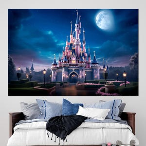 Princess Castle Canvas Art: Fairy Tale Kids Room Decor