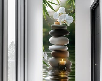 Stones & Candles Canvas Print | Spa Meditation Wall Art