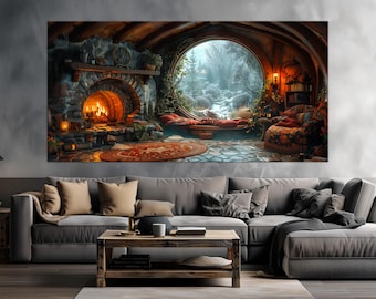 Fairy House Canvas Art Print: Fantasy Nursery Kids Room Decor