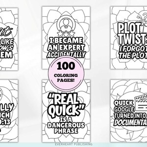ADHD Coloring Pages Bundle | 100 Funny Printable Adult Coloring Pages | Stress Relief PDF | Neurodivergent Gift | Instant Download image 2