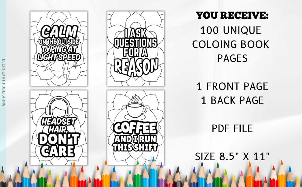 Dispatcher Coloring Pages Bundle – 100 Funny Stress Relief Pages for ...