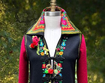 Floral bohemian Fantasy Jacket Wearable art altered eco couture Roman style OOAK artisan made art to wear unique Top.Size S/M. Ready to ship