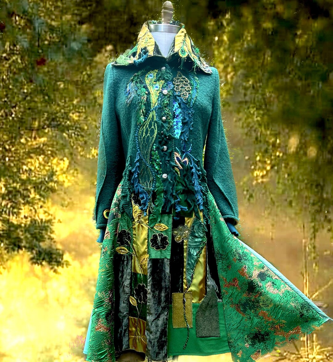 Fantasy Peacock Boho Art to Wear Sweater COAT Unique Wearable Etsy