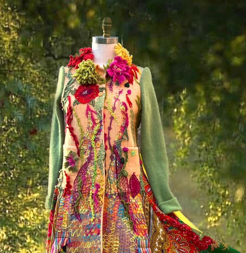 Floral Boho Sweater COAT Fantasy Goddess Art to Wear Fashion - Etsy