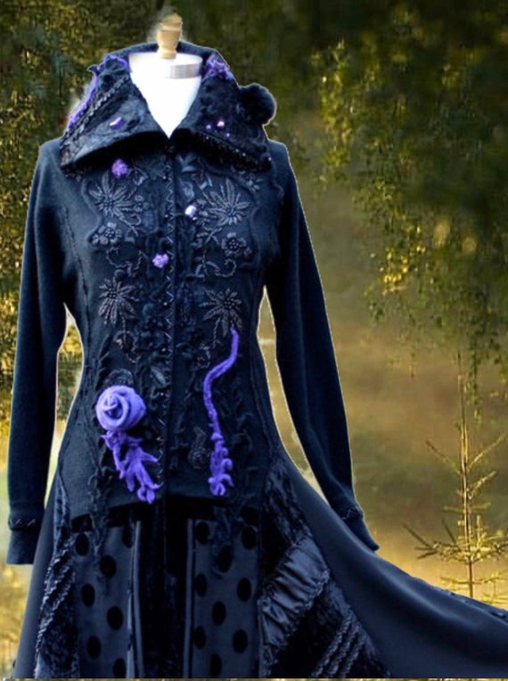 Fantasy Victorian beaded sweater COAT wearable art boho OOAK | Etsy