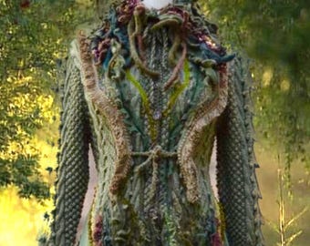 Custom boho sweater Coat, Fantasy wearable art clothing