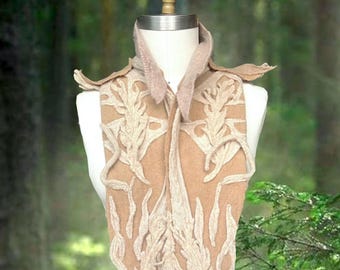 Sculpted long Scarf, wearable art boho historical Wrap