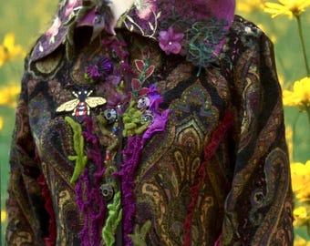 Custom sweater Jacket for Audra. Fantasy boho Amber Studios clothing