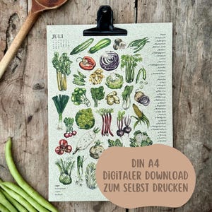 Vegetable seasonal calendar | print yourself | A4 | digital download