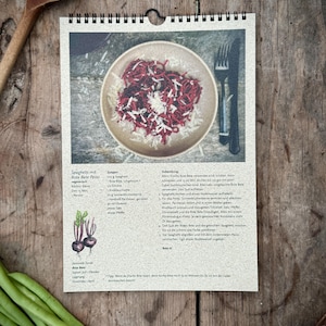 Colorful seasonal calendar, DIN A4 size | Fruits and vegetables | with 12 recipes | Mother's Day | Ring binding or staple | Without year image 3