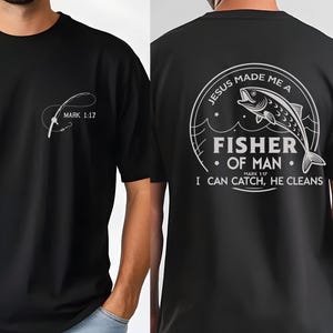 Camiseta para papá cristiano: Diseño Pescador de hombres - Camiseta inspirada en la fe, regalo de Navidad, regalo para amigos