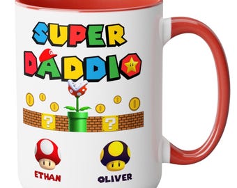 Retro Gamer Dad Mug - Personalized with Kids’ Names, Friends Gift,Father day Gift