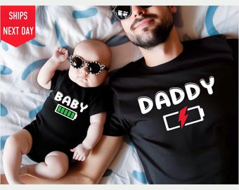 Bijpassende shirts voor vader en baby - zacht katoen met naam personalisatie, cadeau vrienden