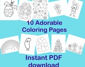 Easter Spring Coloring Pages - Instant PDF Download- Easter Printable - Kids Easter Coloring