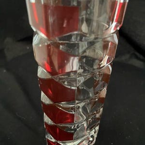 Vintage Luminarc crystal design vase ruby red bright crystal, hand-blown. i