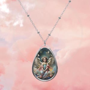 Guardian angel pendant necklace, guardian angel medal, charm, Angel jewelry, angel gift