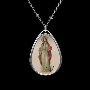 St Philomena pendant necklace, Catholic charm, Silver St Philomena medal, St Philomena gift, Religious jewelry, faith-inspired gift