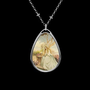 Saint Mary Magdalene pendant necklace, Silver St Mary Magdalene charm, medal, St Mary Magdalene catholic gift, chain with pendant