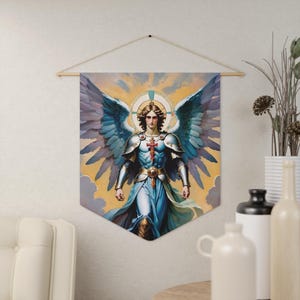 St Michael Archangel Pennant, St Michael wall art, St Michael wall hanging, Catholic Banner, Religious Pennant, Catholic Gift