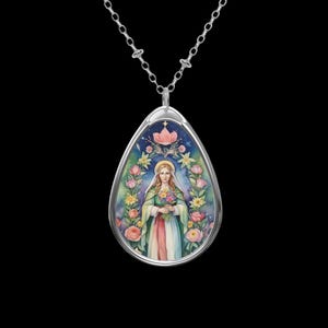 Saint Dymphna pendant necklace, Saint Dymphna medal, charm, gift, jewelry