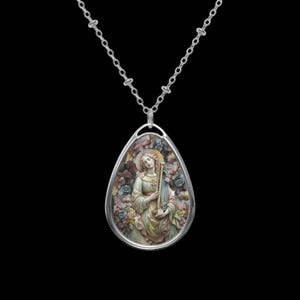 St Cecilia pendant Necklace, St Cecilia medal, charm, St Cecilia gift, St Cecilia jewelry, Musicians Patron Saint, St Cecilia chain