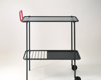Charcoal Trolley Cart: Tempered Glass & Carbon Steel - Cadd9