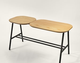 Avaya Bench: Oak Veneer Top, Black Steel Legs