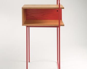Hé—ZI Side Table-Golden Gate Red +Oak