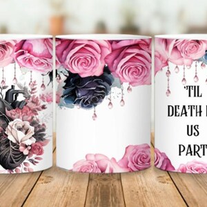 Papier d'emballage gothique rose pour la Saint-Valentin, conception de cadeau de mariage, cadeau alternatif pour la Saint-Valentin, papier d'emballage thème sombre, sublimation, PNG, téléchargement immédiat