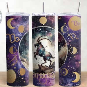Steenbok sterrenbeeld hemelse beker wrap ontwerp sterrenbeeld ontwerp 20 oz magere beker wrap, aquarel beker wrap sublimatie, png PNGEgg