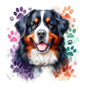 Berner Sennenhund Clip Art Design, Pfotenabdruck digitaler Download, PNG-Datei, T-Shirt Design, Karte, Becher, Becher, Sofort Download