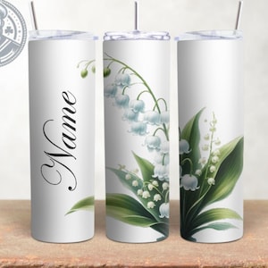 Emballage personnalisé pour verre de muguet, fleur de mai, 20 oz, emballage pour verre, sublimation, PNG, téléchargement immédiat