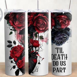 Valentines Day Gothic Design, Wedding Gift, Alternative 20 oz Skinny Tumbler Wrap, Watercolour Tumbler Wrap, Sublimation, PNG Download
