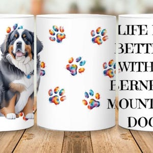 Das Leben ist besser mit einem Berner Sennenhund Design, Hundebecherverpackung, Aquarellbecherverpackung, Sublimation, PNG, Sofort-Download