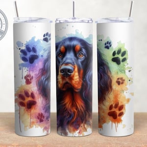 "Gordon Setter Hunderasse Wursthund Design, 20 Unze Skinny Tumbler Wrap, Aquarell ""Wrap"" , Sublimation, PNG Herunterladen"