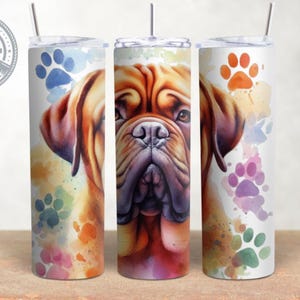Bordeauxdog hondenras ontwerp, 20 oz magere beker wrap, aquarel beker wrap, sublimatie, png-download
