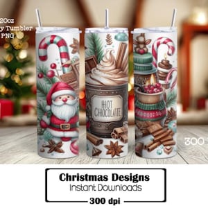 Christmas 20 oz Skinny Tumbler Wrap, North Pole Hot Chocolate Tumbler Wrap, Pink Design, Sublimation Design, PNG, Instant Download