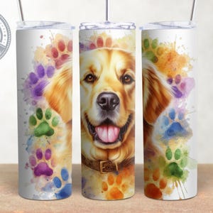 Golden Retriever Hunderasse Wursthund Design, 20 Unzen Skinny Tumbler Wrap, Aquarell Tumbler Wrap, Sublimation, PNG Herunterladen