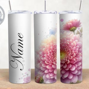 Personalisierbare Geburtsblume November Chrysantheme 20 Unzen Skinny Tumbler Wrap, Tumbler Wrap, Sublimation, PNG, Instant Download