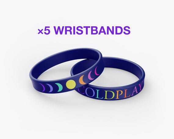 10 Pack or 5 Pack Coldplay Silicone Wristband Debossed Moons