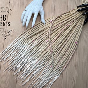 Blonde wool dreads with pink wrapped accents and white tips, custom dreadlocks, soft merino dreads for blondies