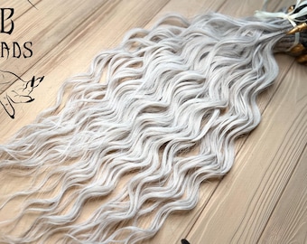 Platinum Blonde Curly Crochet Dreadlock Hair Extensions (19.6-23.6 in)
