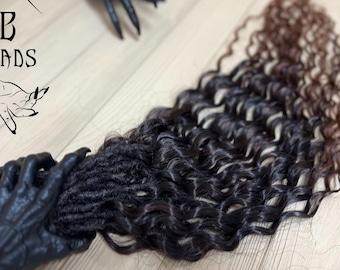 Dark Brown Curly Crochet Dreadlock Hair Extensions Dreads Length 19.6-23.6 in