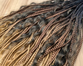 Curly Crochet Dreads with Braids: Black to Honey Blonde Extensions