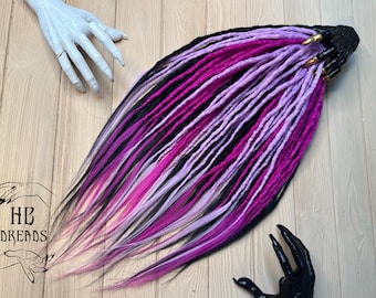 Crochet Synthetic Dreads: Fuchsia, Lavender, Purple, Black Hair Extensions